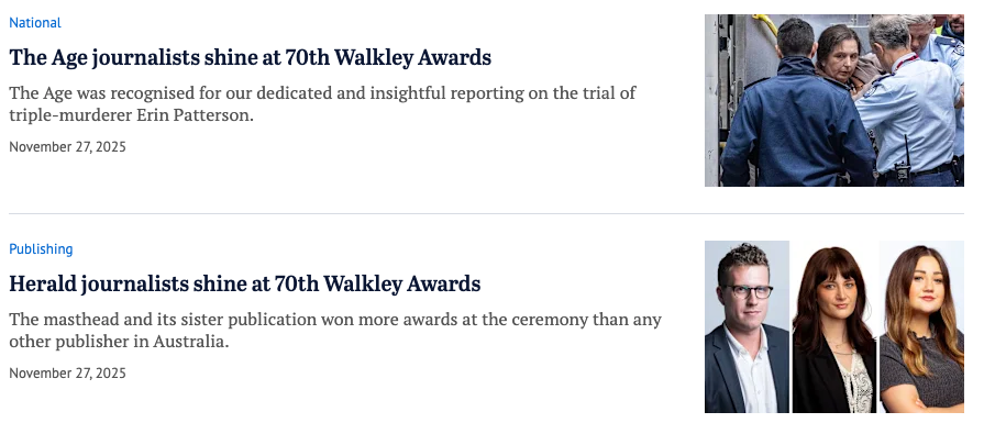 Walkley awards coverage